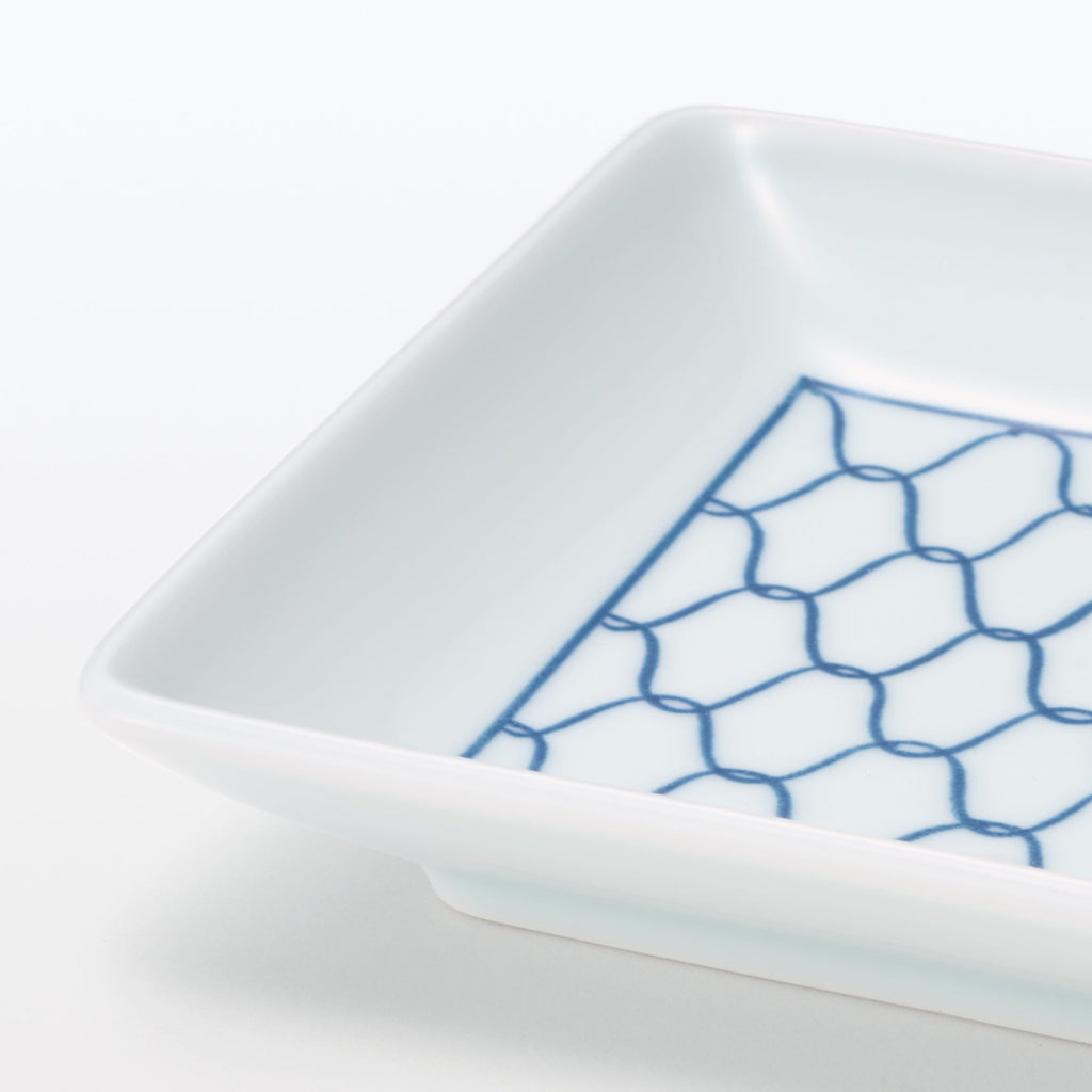 Hasami Ware Square Plate - Mesh Pattern