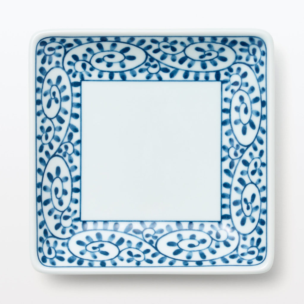 Hasami Ware Square Plate - Arabesque Pattern