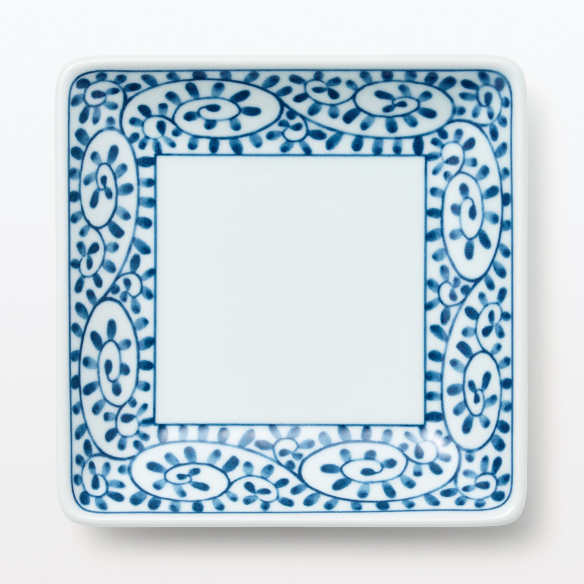 Hasami Ware Square Plate - Arabesque Pattern