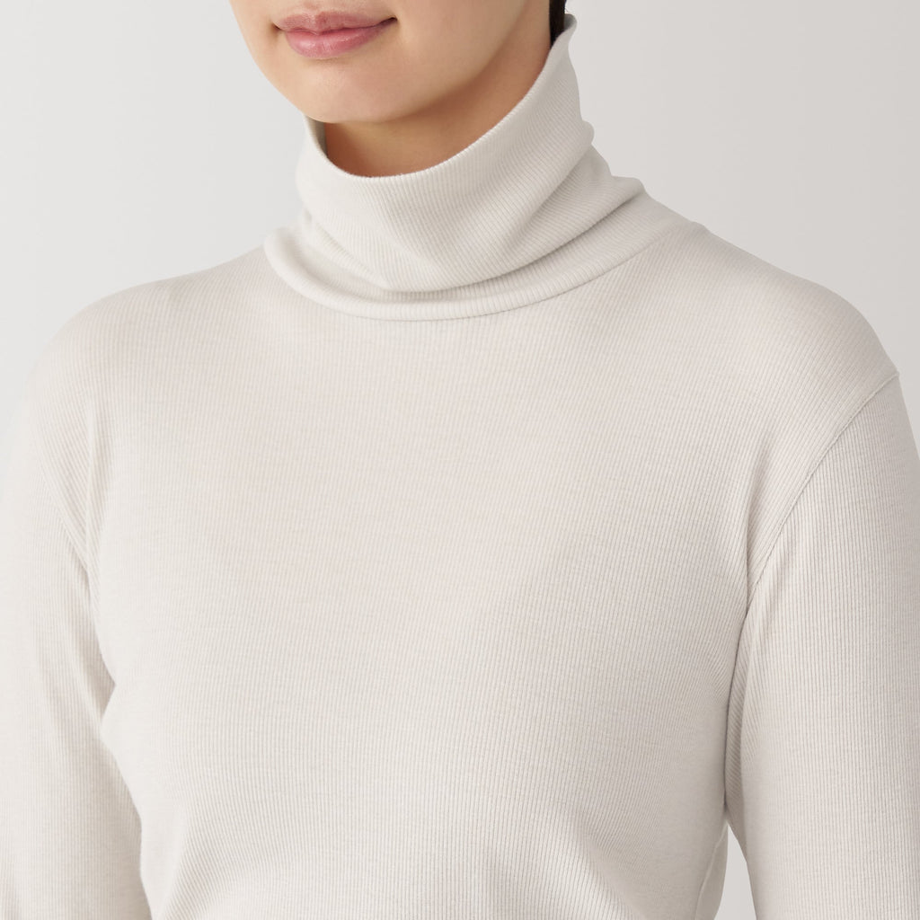 Women's Soy Fibre Blend Ribbed Turtleneck Long Sleeve T-Shirt