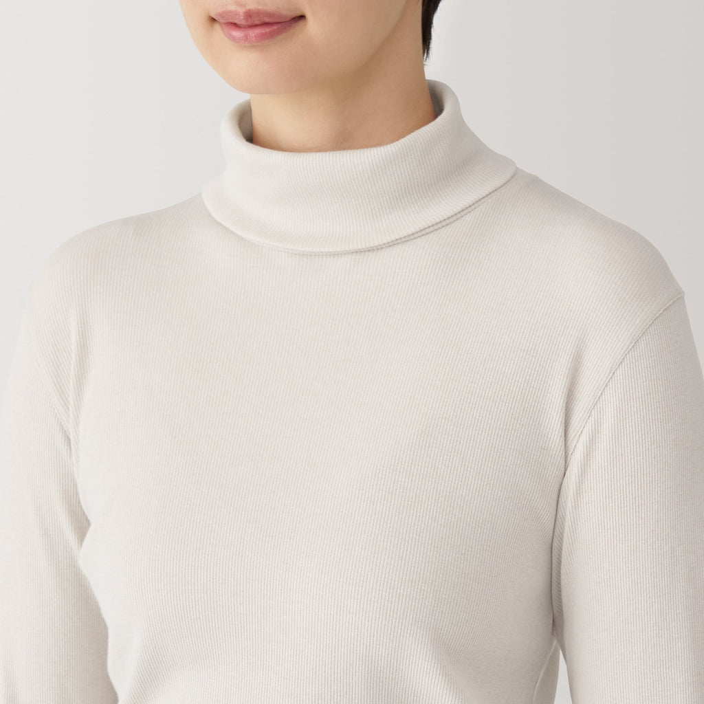 Women's Soy Fibre Blend Ribbed Turtleneck Long Sleeve T-Shirt