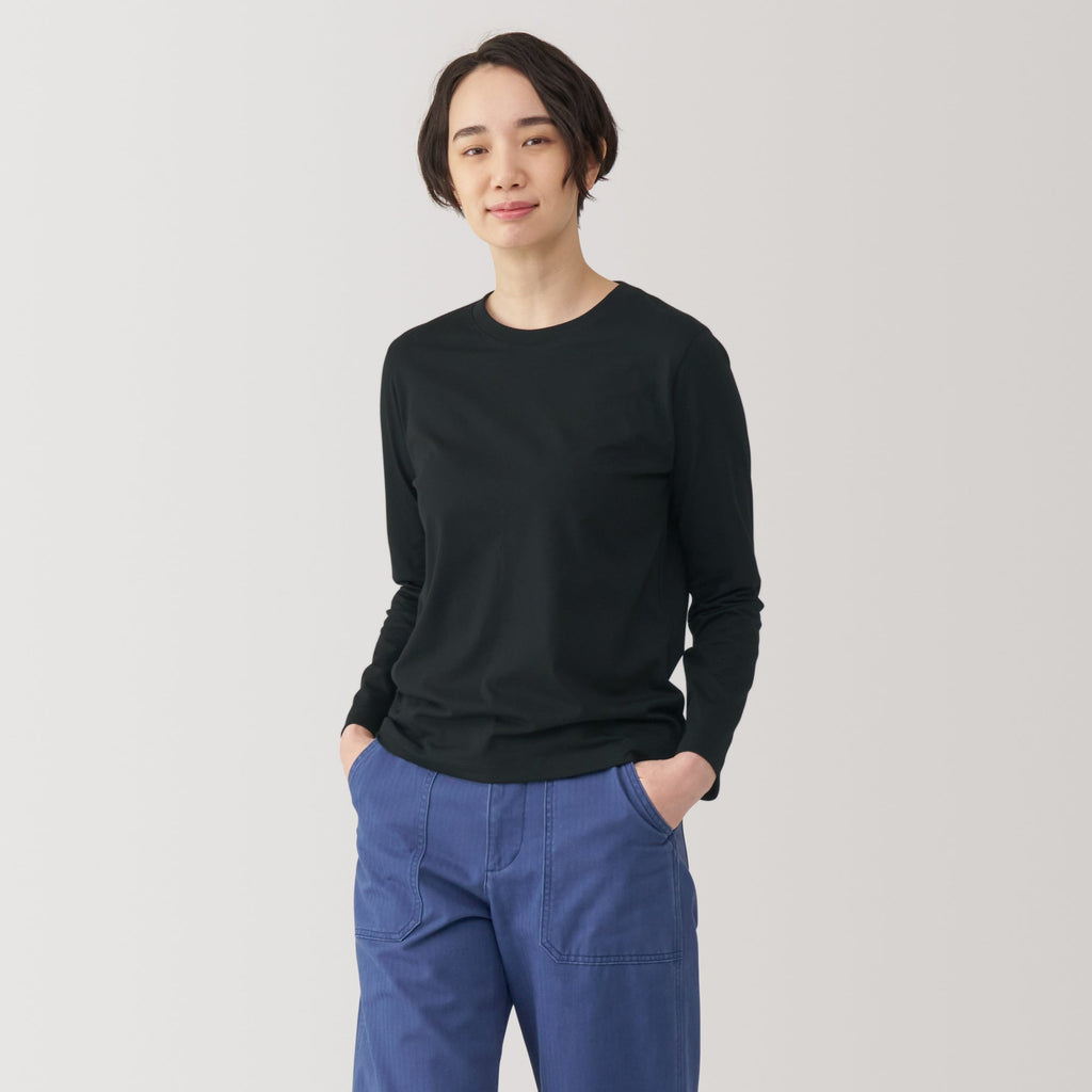 Women's Jersey Crew Neck Long Sleeve Striped T-Shirt