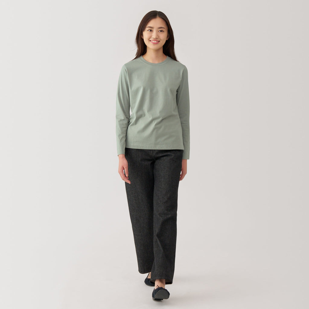 Women's Jersey Crew Neck Long Sleeve Striped T-Shirt