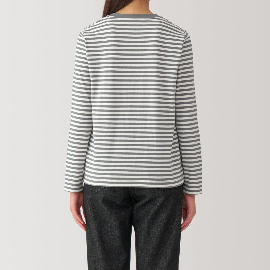 Women's Jersey Crew Neck Long Sleeve Striped T-Shirt
