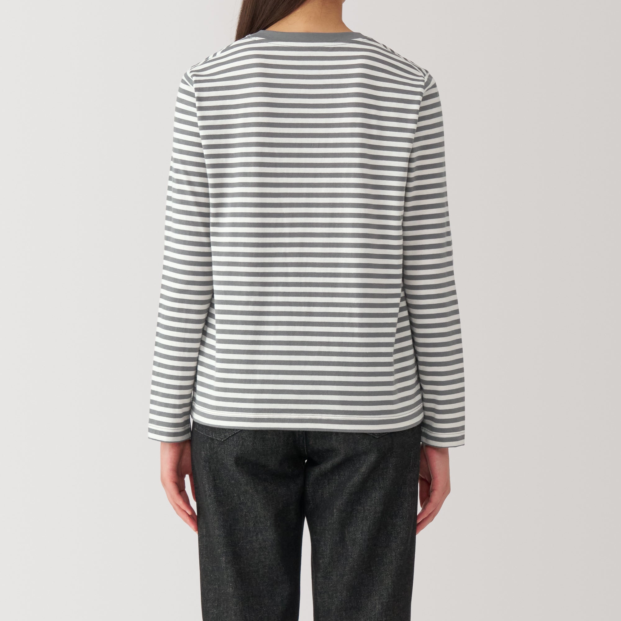 Women's Jersey Crew Neck Long Sleeve Striped T-Shirt