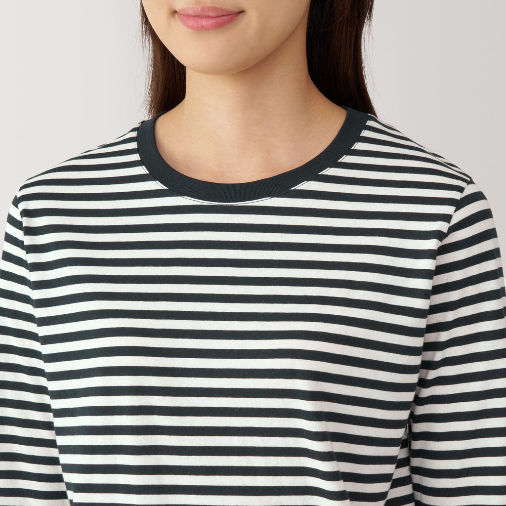 Women's Jersey Crew Neck Long Sleeve Striped T-Shirt