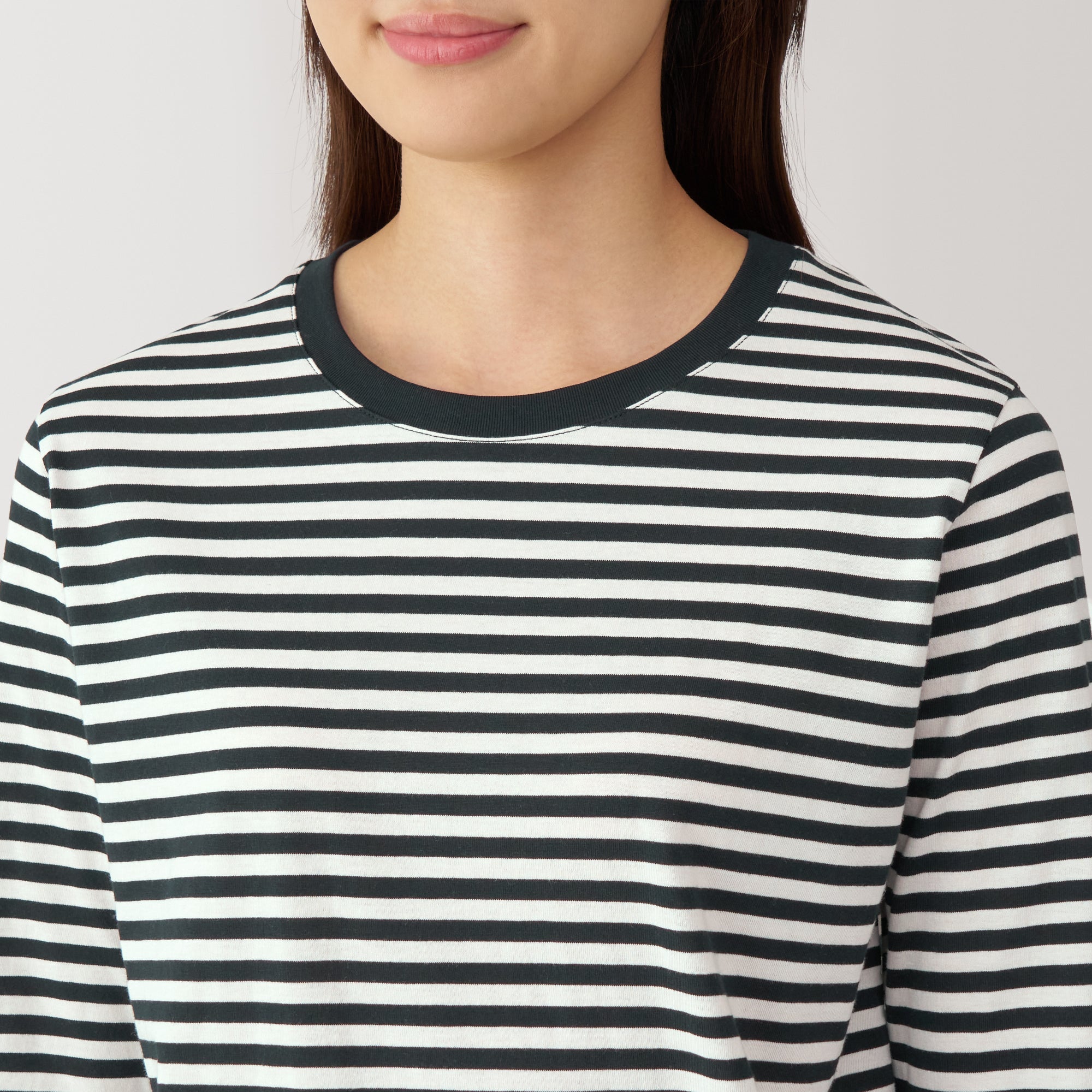 Women's Jersey Crew Neck Long Sleeve Striped T-Shirt