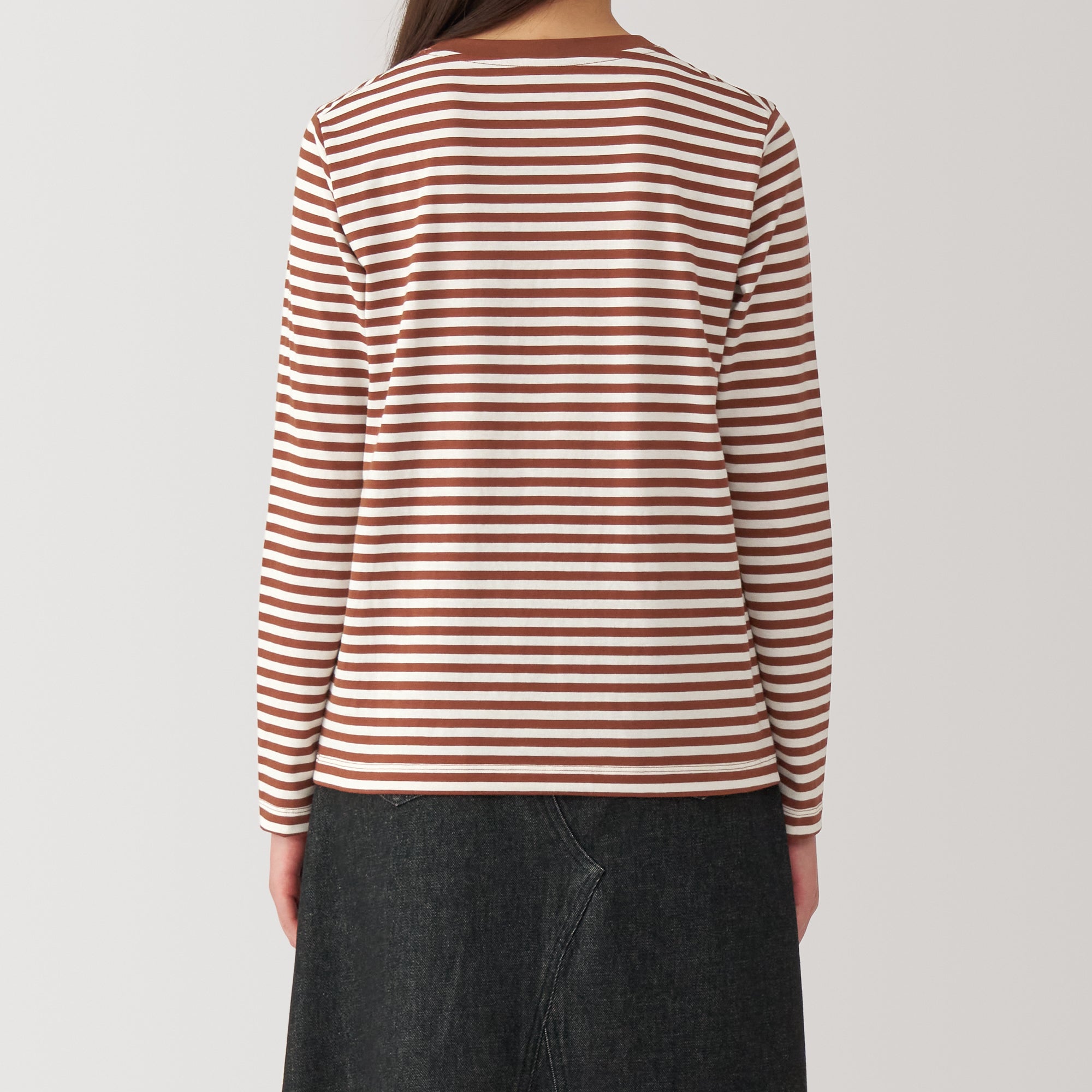 Women's Jersey Crew Neck Long Sleeve Striped T-Shirt
