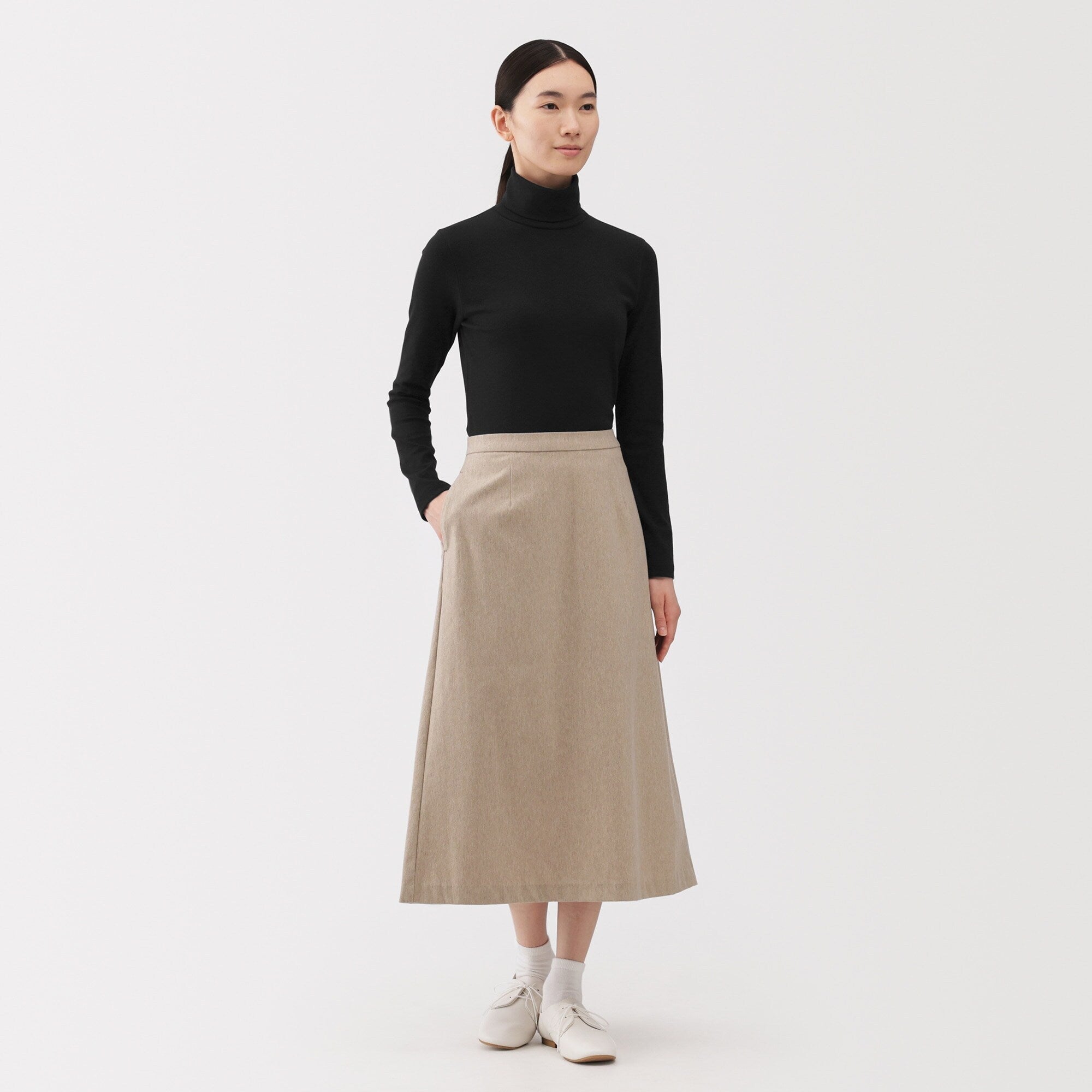 Women's Brushed Ribbed Turtleneck T-Shirt