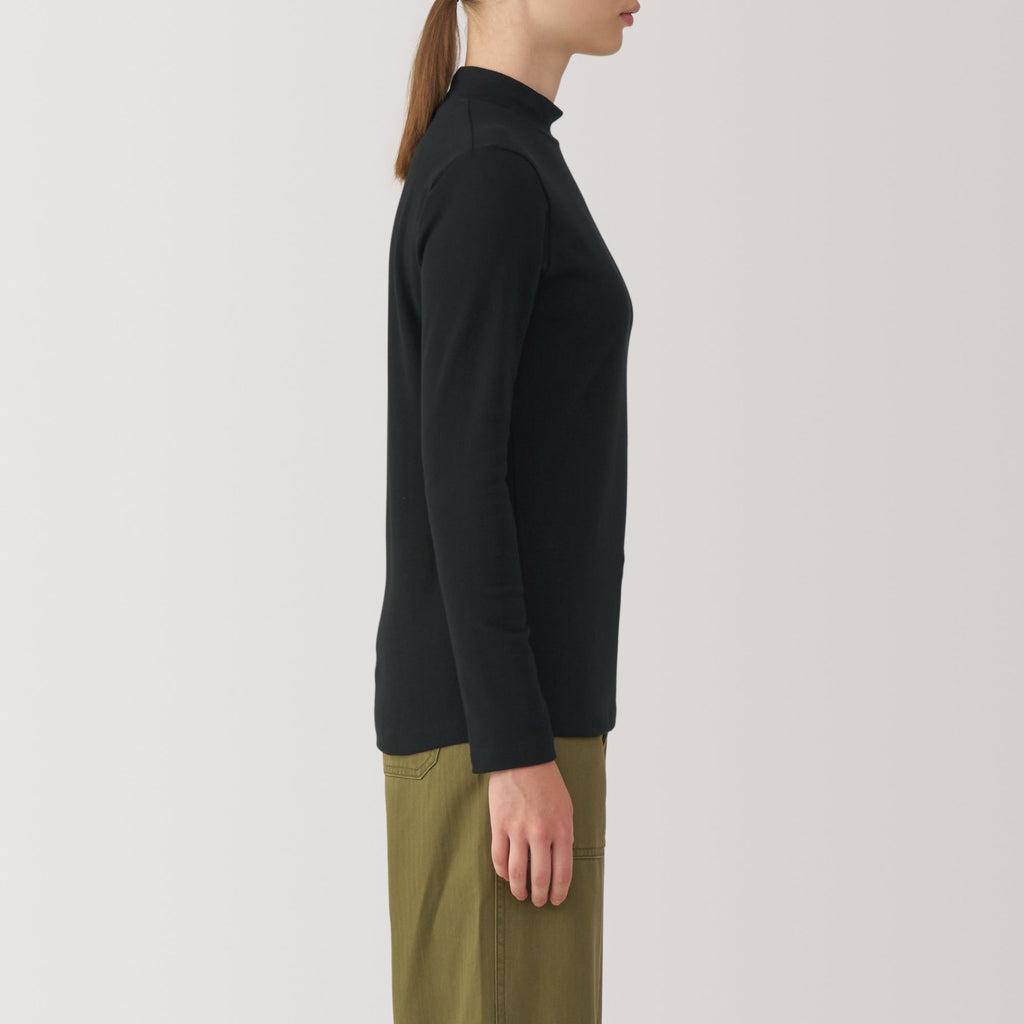 Women's Brushed Ribbed High Neck Long Sleeve T-Shirt