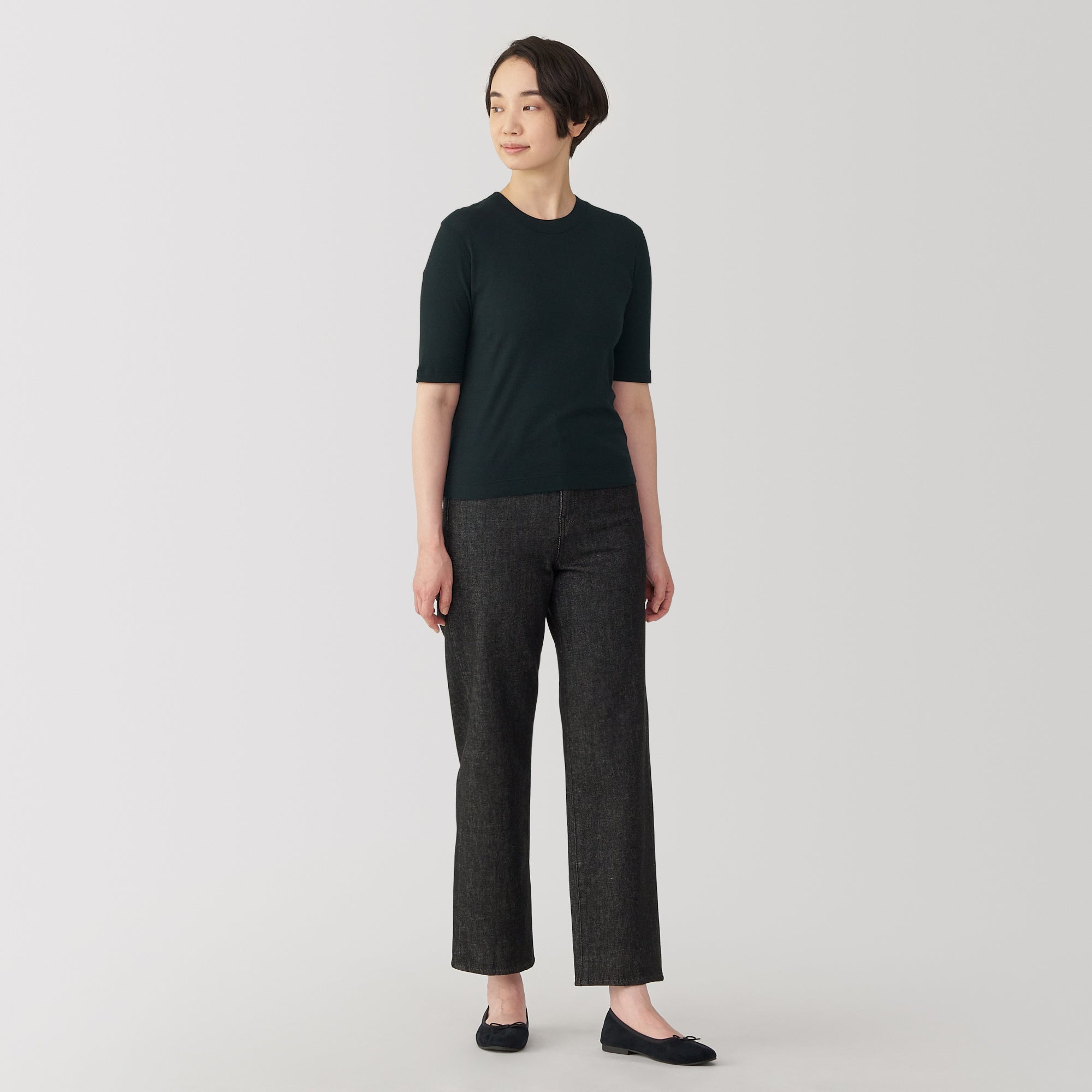 Women's Soy Fiber Blend Ribbed Crewneck Half Sleeve T-Shirt