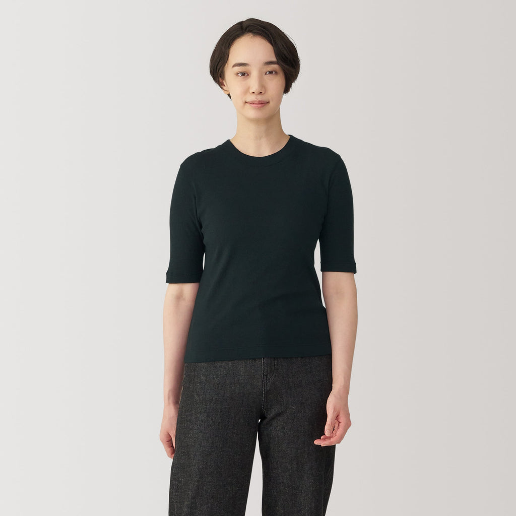 Women's Soy Fiber Blend Ribbed Crewneck Half Sleeve T-Shirt