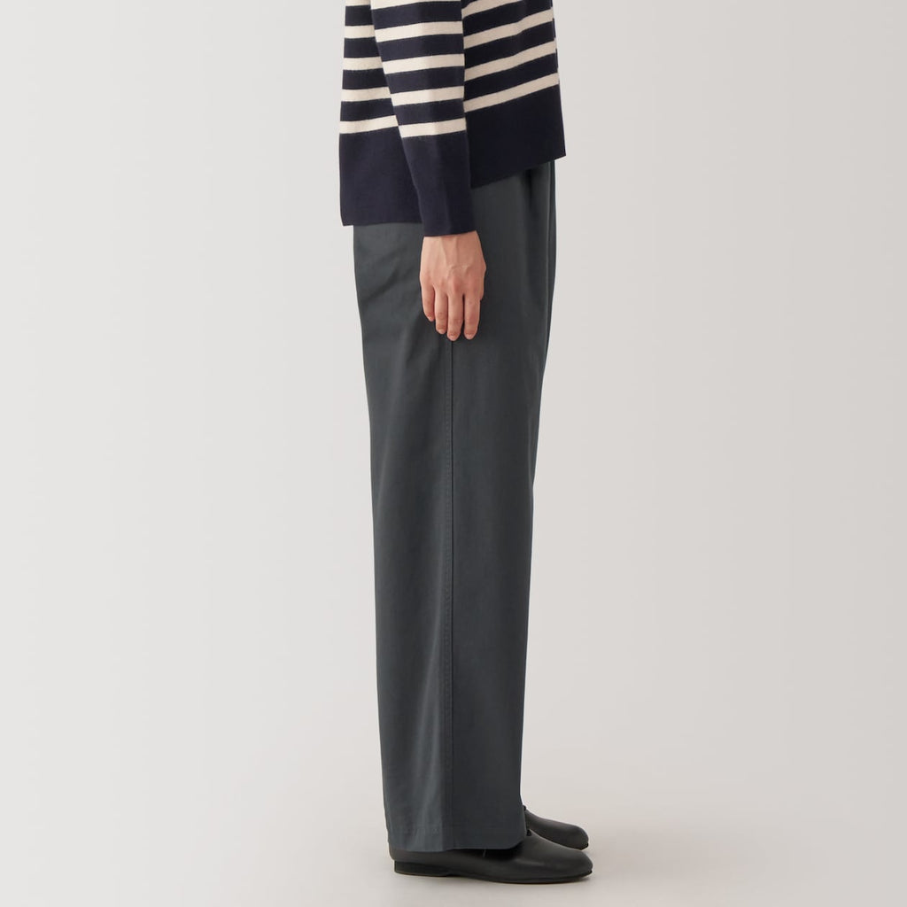 Women's Slub Yarn Chino Darted Wide Pants