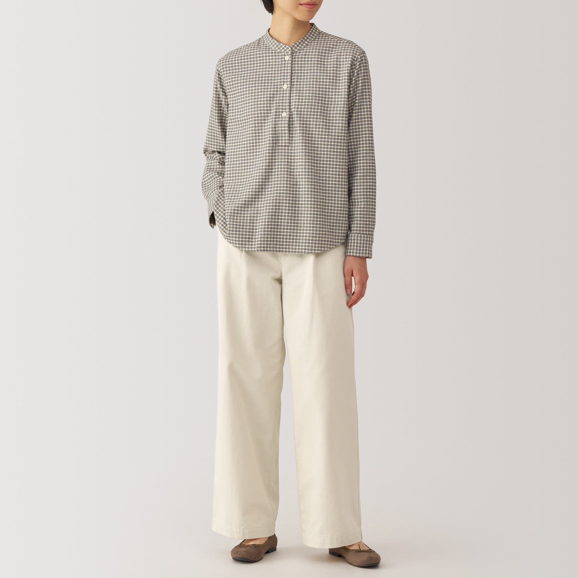 Slub Yarn Chino Darted Wide Pants