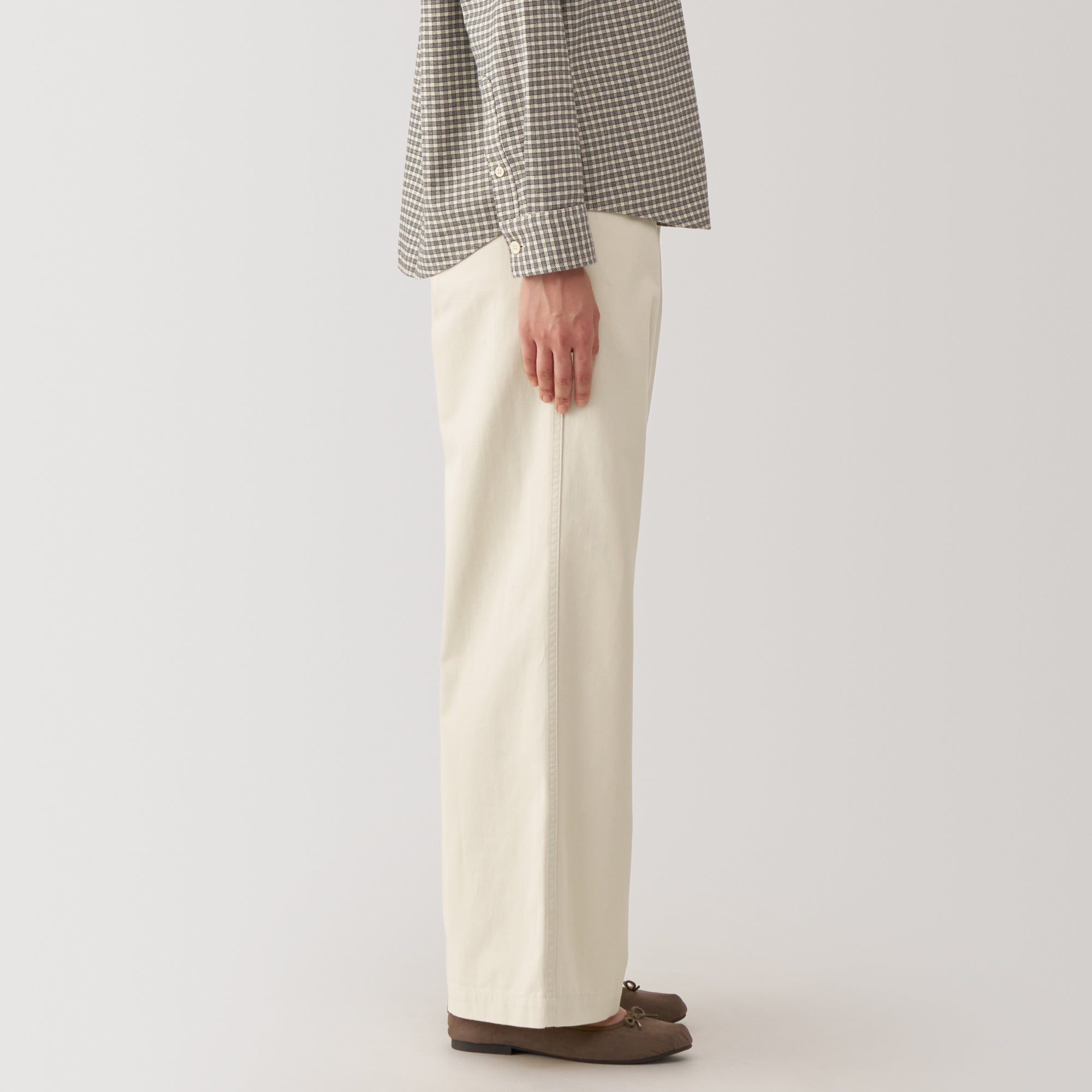 Slub Yarn Chino Darted Wide Pants