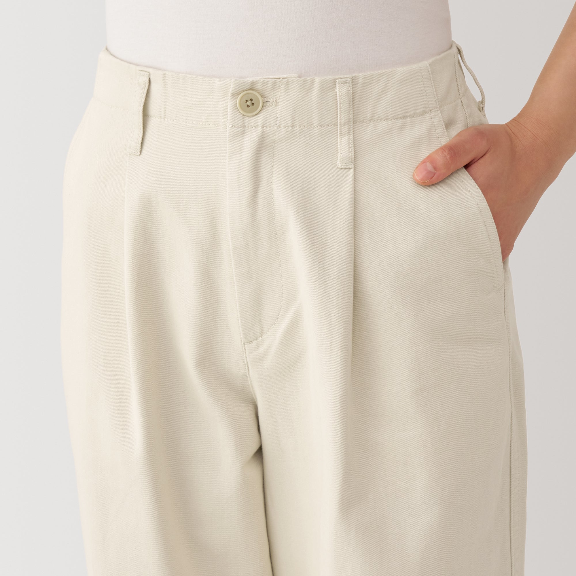 Slub Yarn Chino Darted Wide Pants