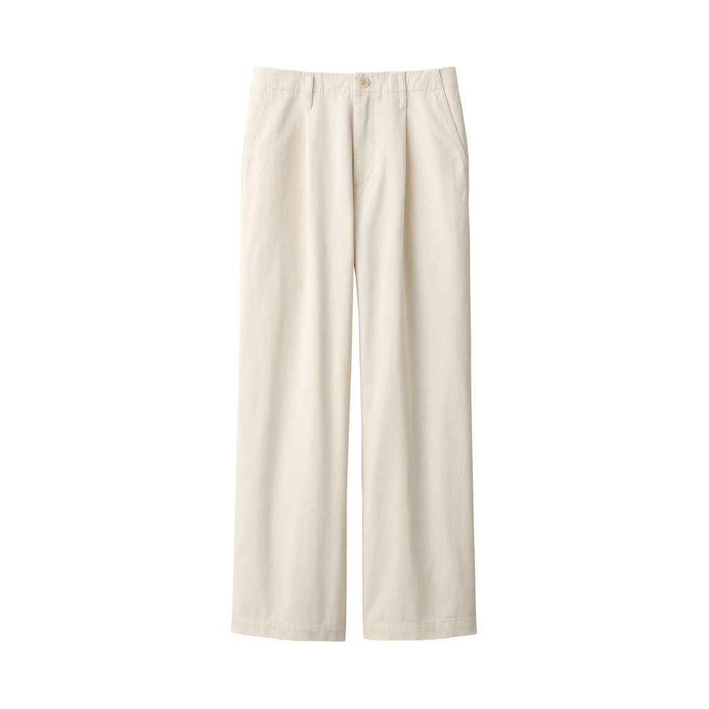 Slub Yarn Chino Darted Wide Pants