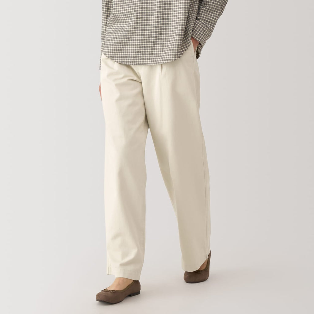 Women's Slub Yarn Chino Darted Wide Pants