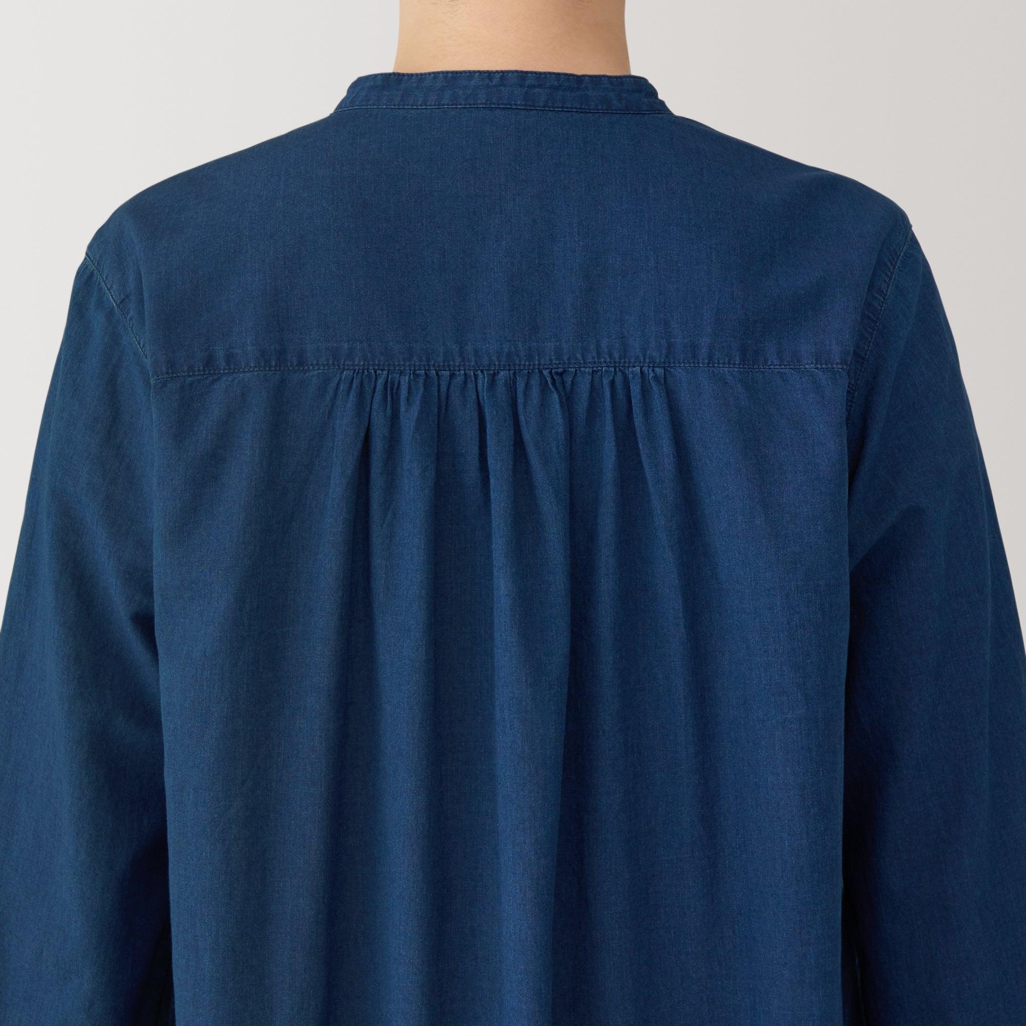 Women's Cotton Voile Indigo Long Sleeve Dress