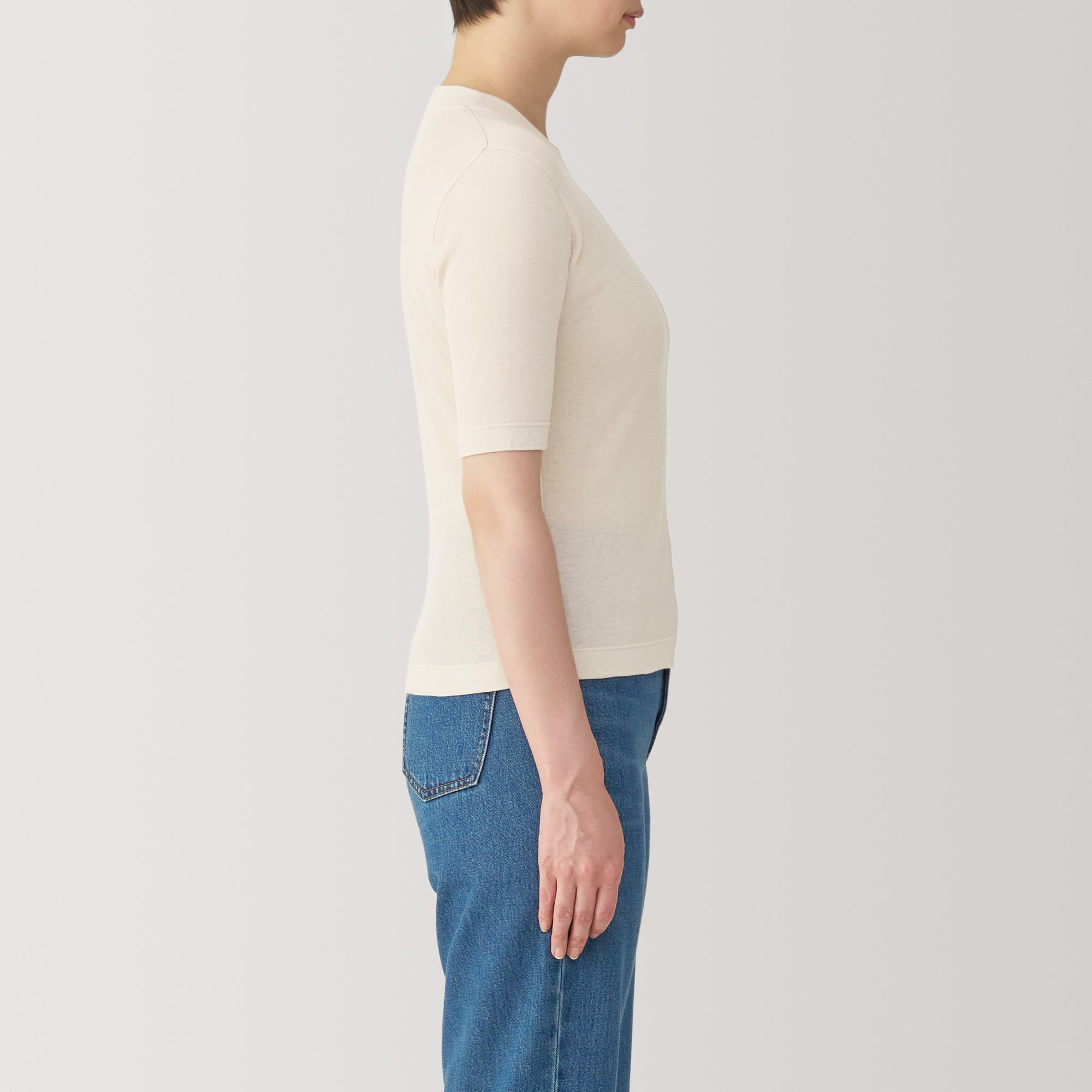 Women's Soy Fiber Blend Ribbed Crewneck Half Sleeve T-Shirt