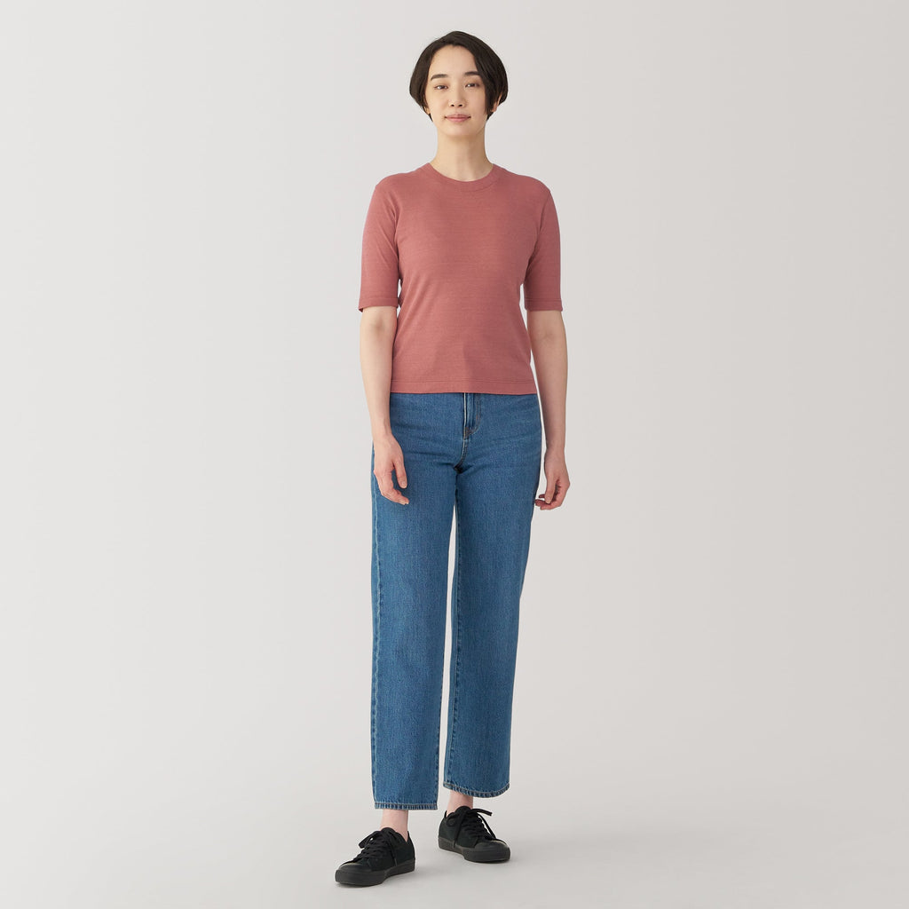 Women's Soy Fiber Blend Ribbed Crewneck Half Sleeve T-Shirt