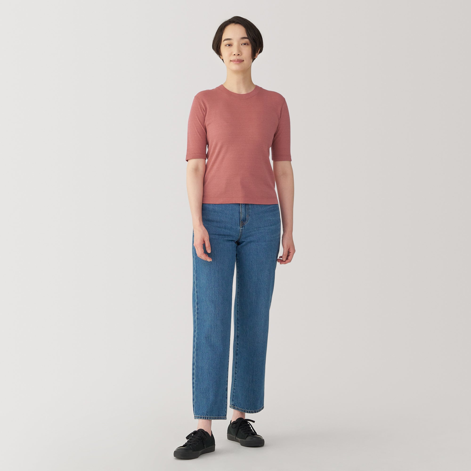 Women's Soy Fiber Blend Ribbed Crewneck Half Sleeve T-Shirt