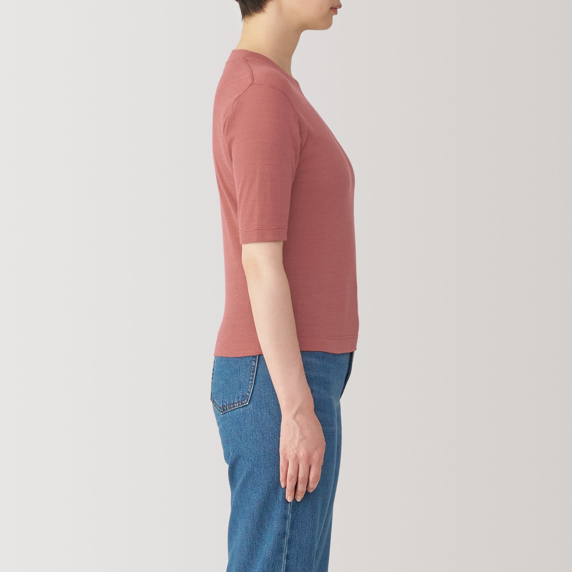 Women's Soy Fiber Blend Ribbed Crewneck Half Sleeve T-Shirt