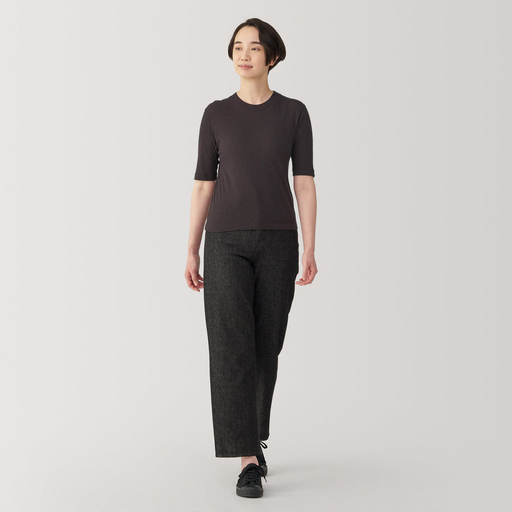 Women's Soy Fiber Blend Ribbed Crewneck Half Sleeve T-Shirt