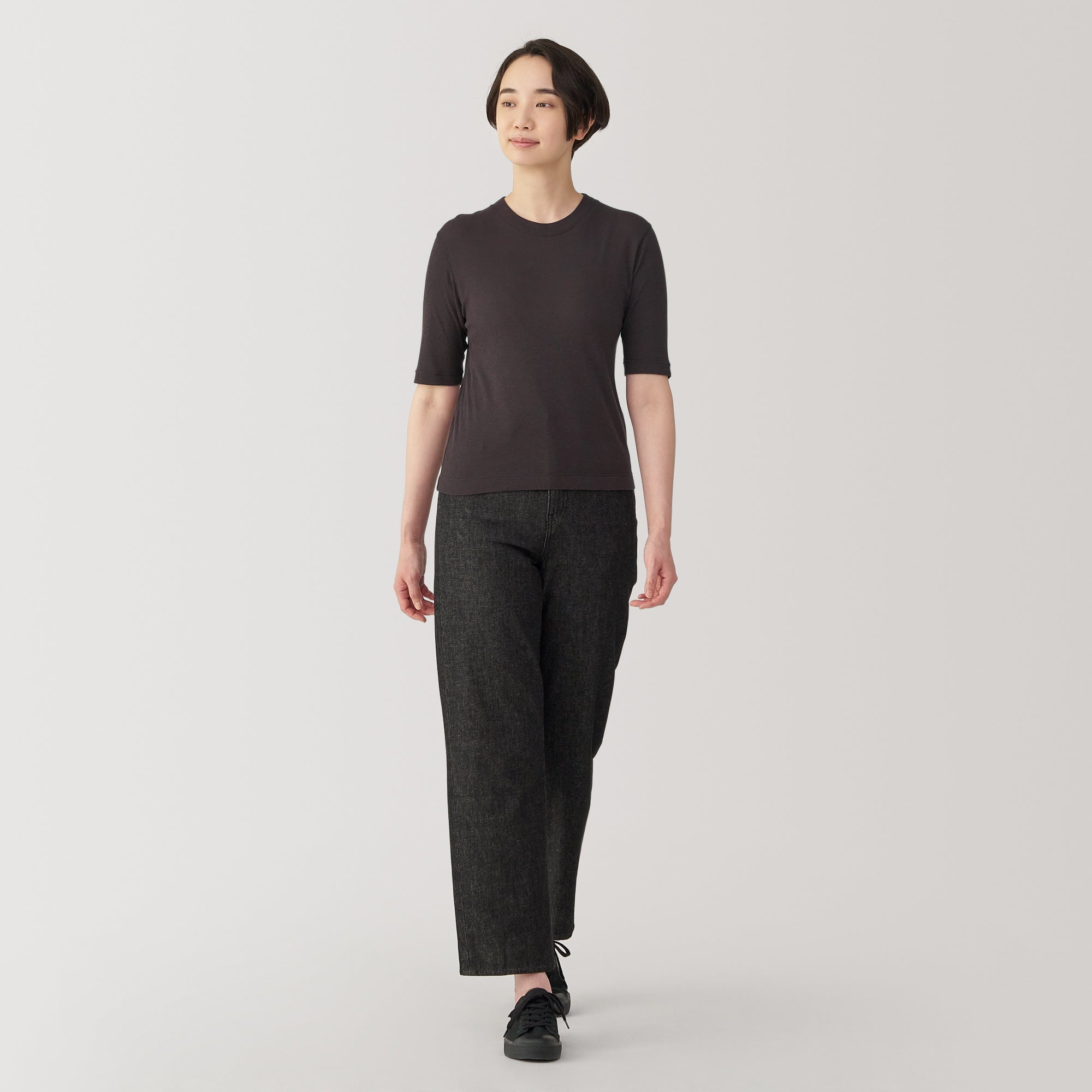 Women's Soy Fiber Blend Ribbed Crewneck Half Sleeve T-Shirt