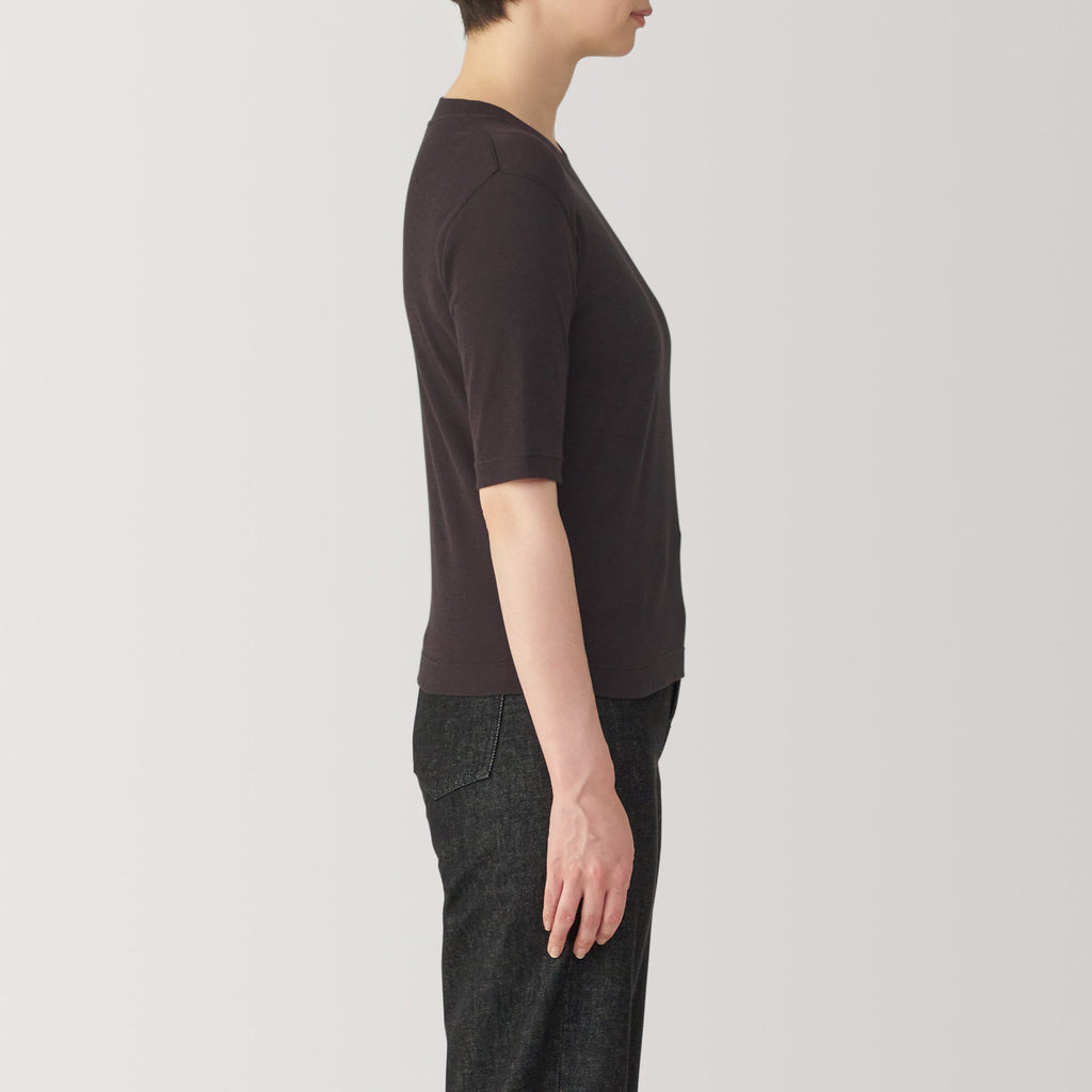 Women's Soy Fiber Blend Ribbed Crewneck Half Sleeve T-Shirt