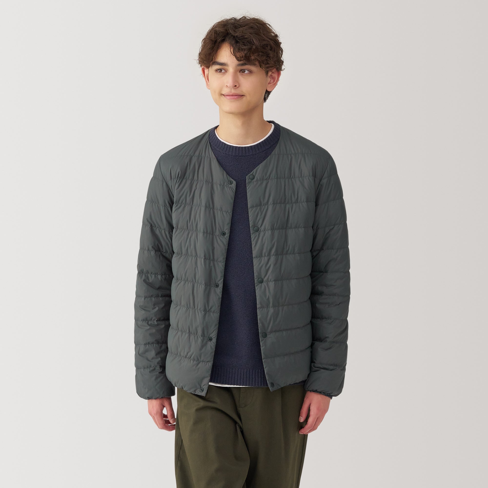 Men's Lightweight Down Collarless Jacket