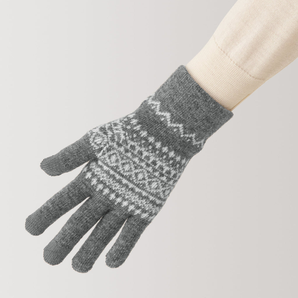 Wool Blend Patterned Touchscreen Gloves