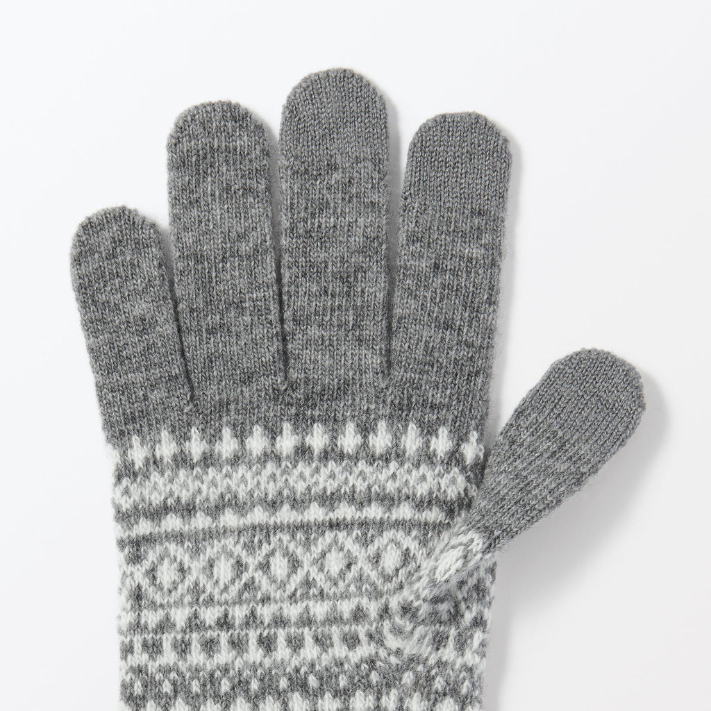 Wool Blend Patterned Touchscreen Gloves