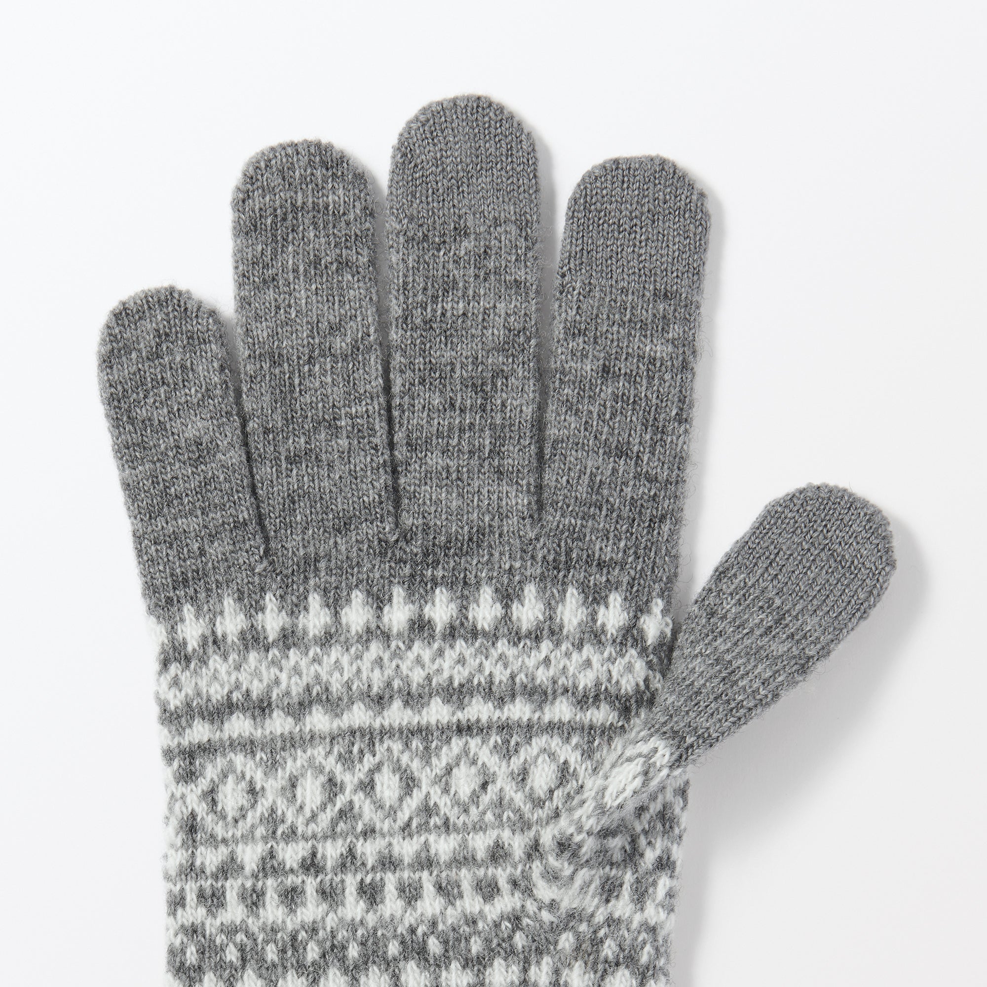 Wool Blend Patterned Touchscreen Gloves