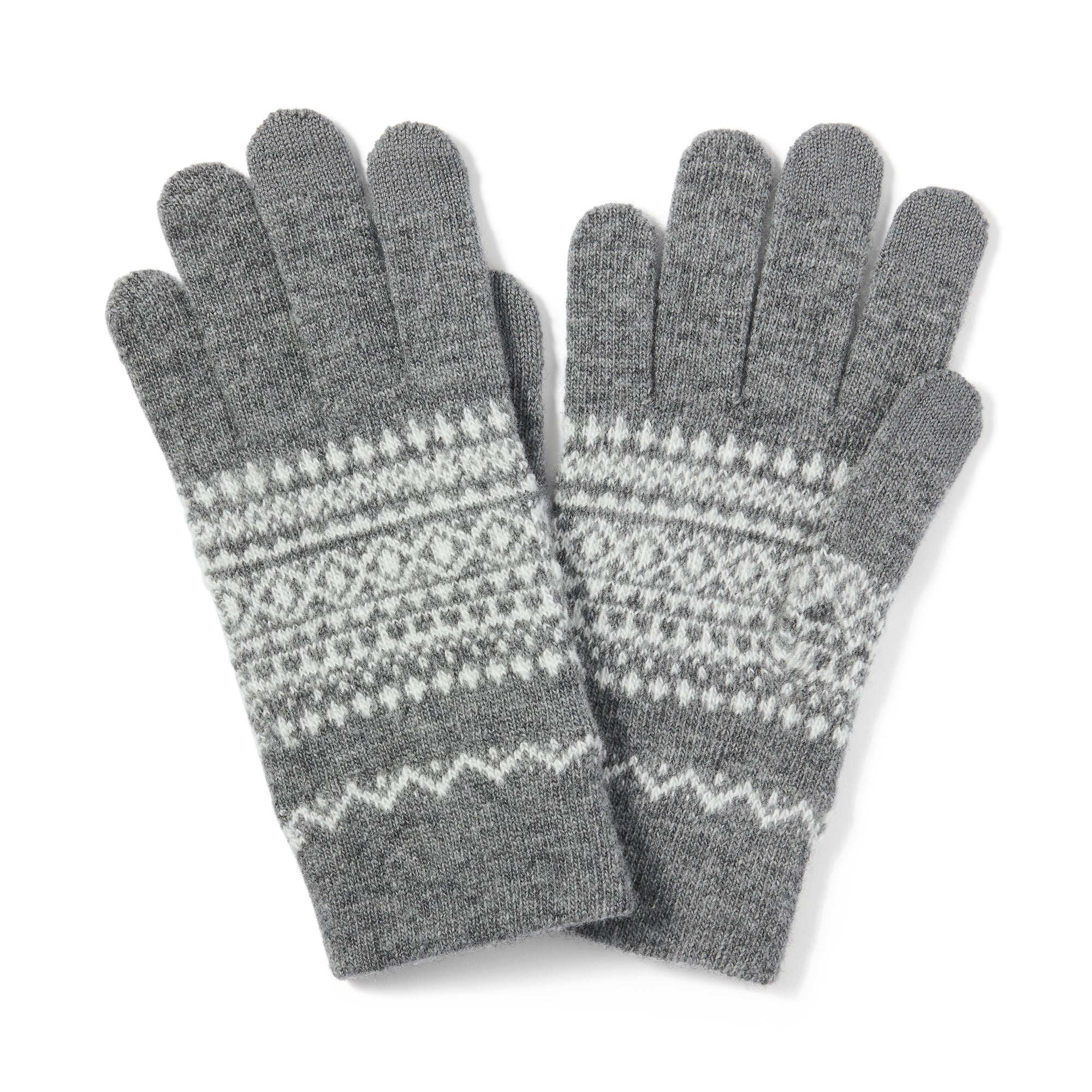 Wool Blend Patterned Touchscreen Gloves