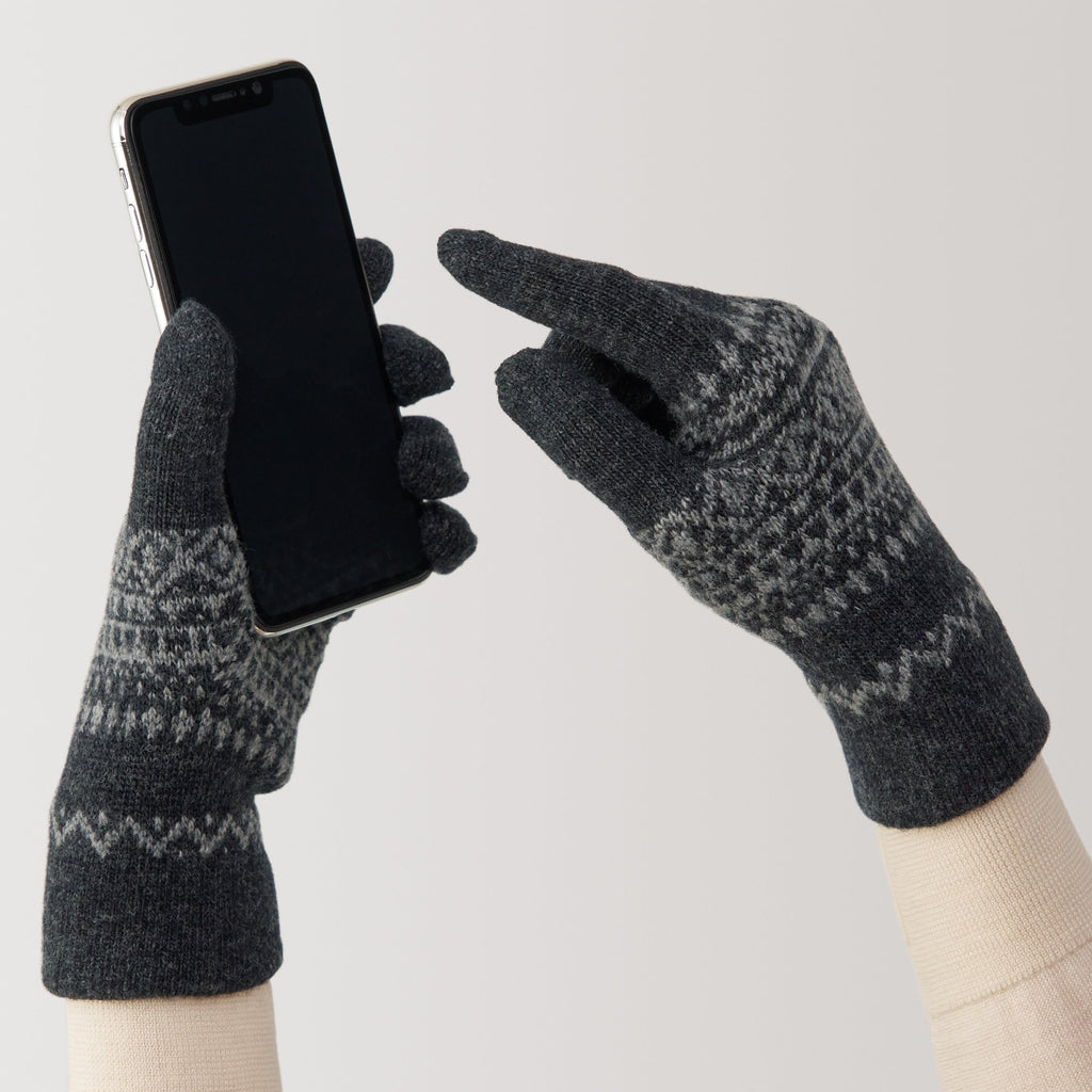 Wool Blend Patterned Touchscreen Gloves