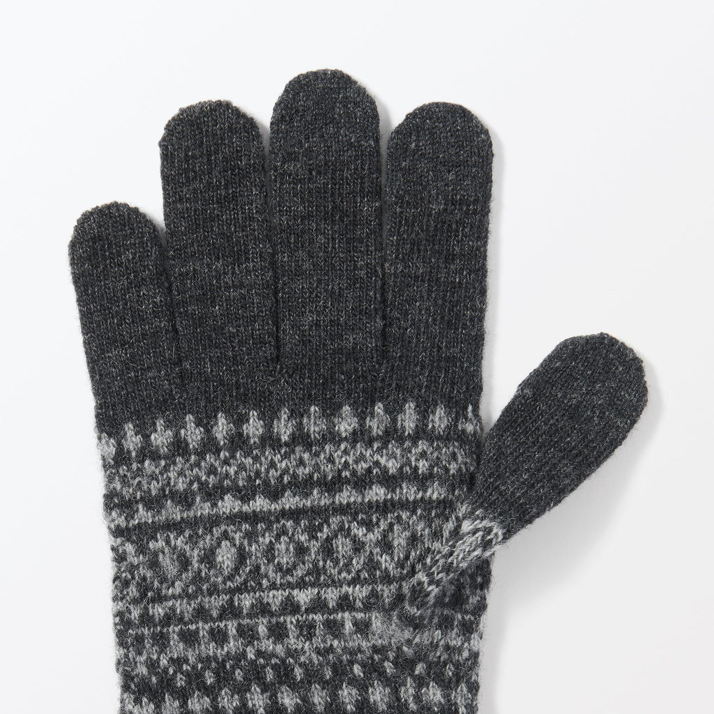 Wool Blend Patterned Touchscreen Gloves