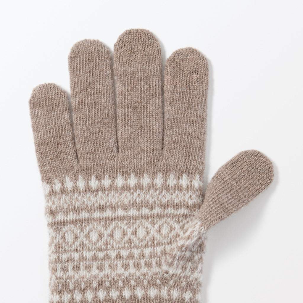 Wool Blend Patterned Touchscreen Gloves