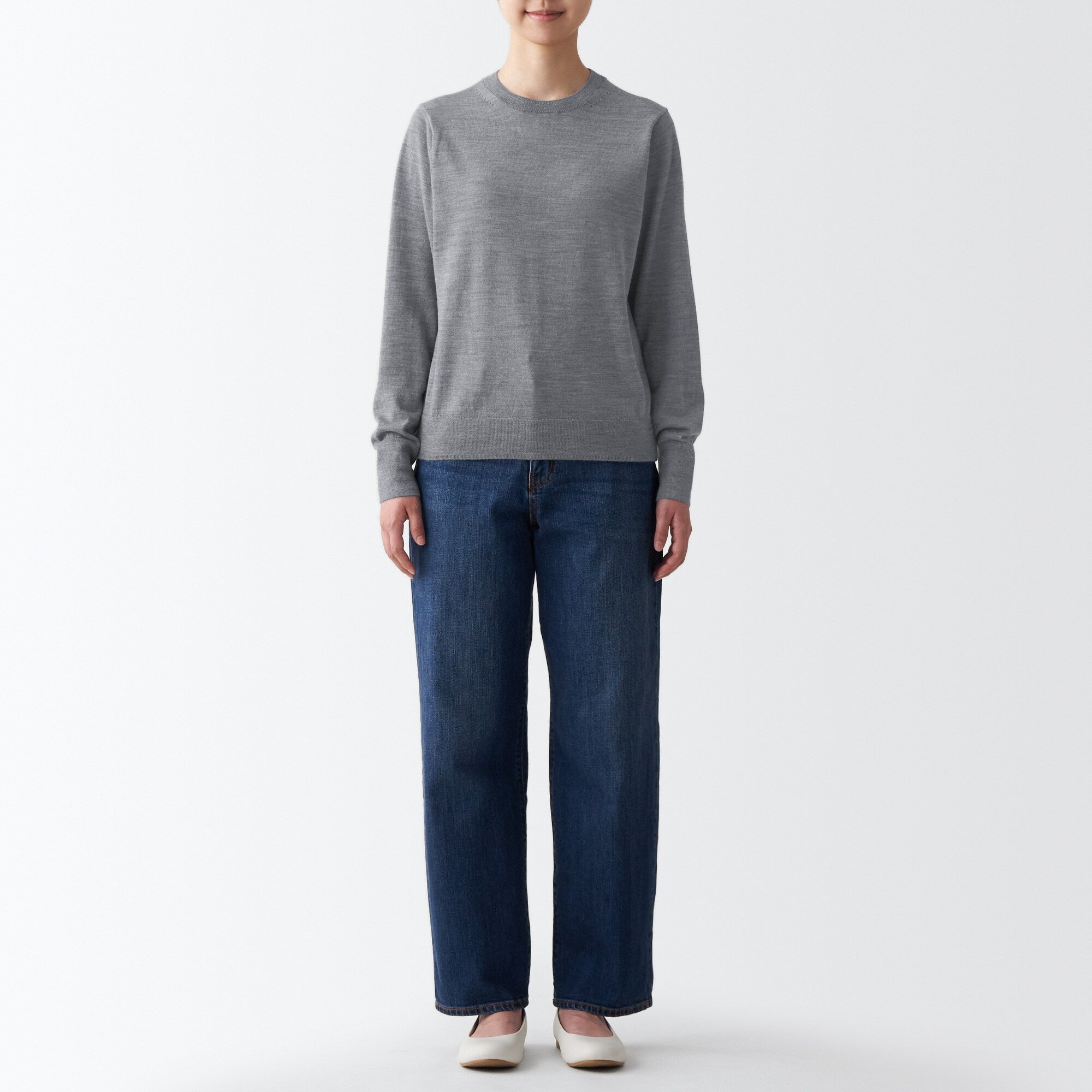 Women's Washable High Gauge Wool Crew Neck Sweater