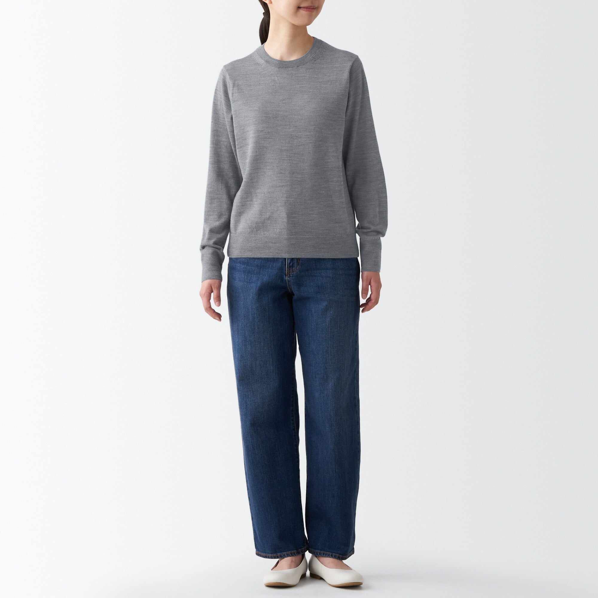 Women's Washable High Gauge Wool Crew Neck Sweater