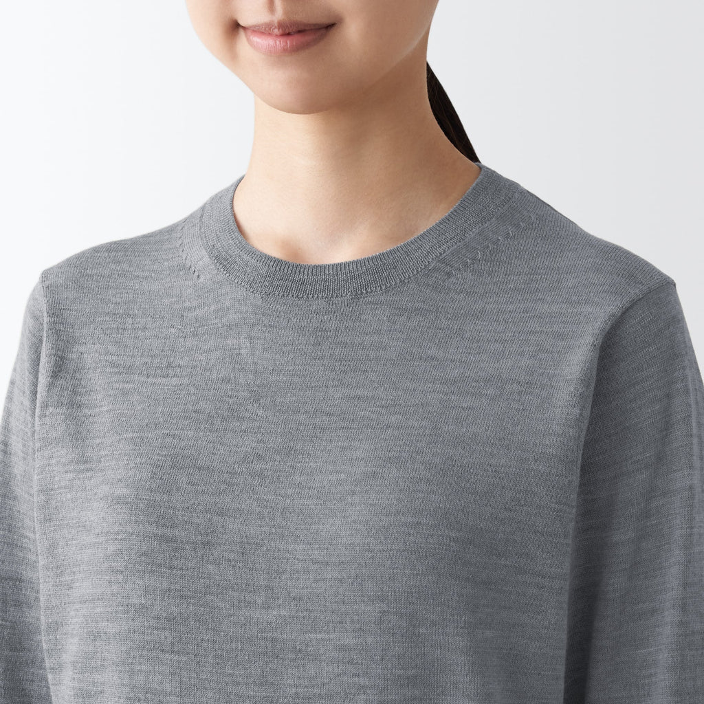 Women's Washable High Gauge Wool Crew Neck Sweater
