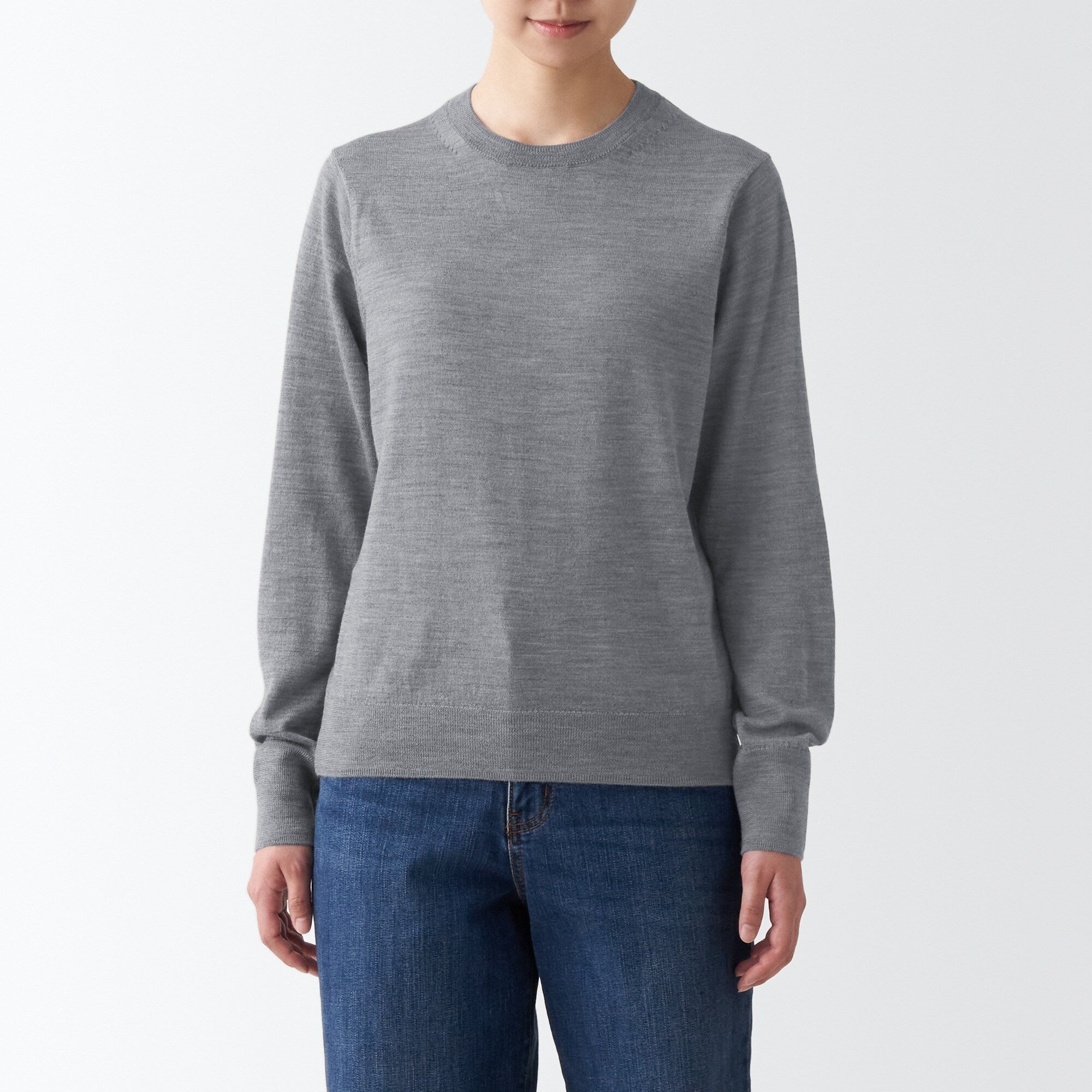 Women's Washable High Gauge Wool Crew Neck Sweater