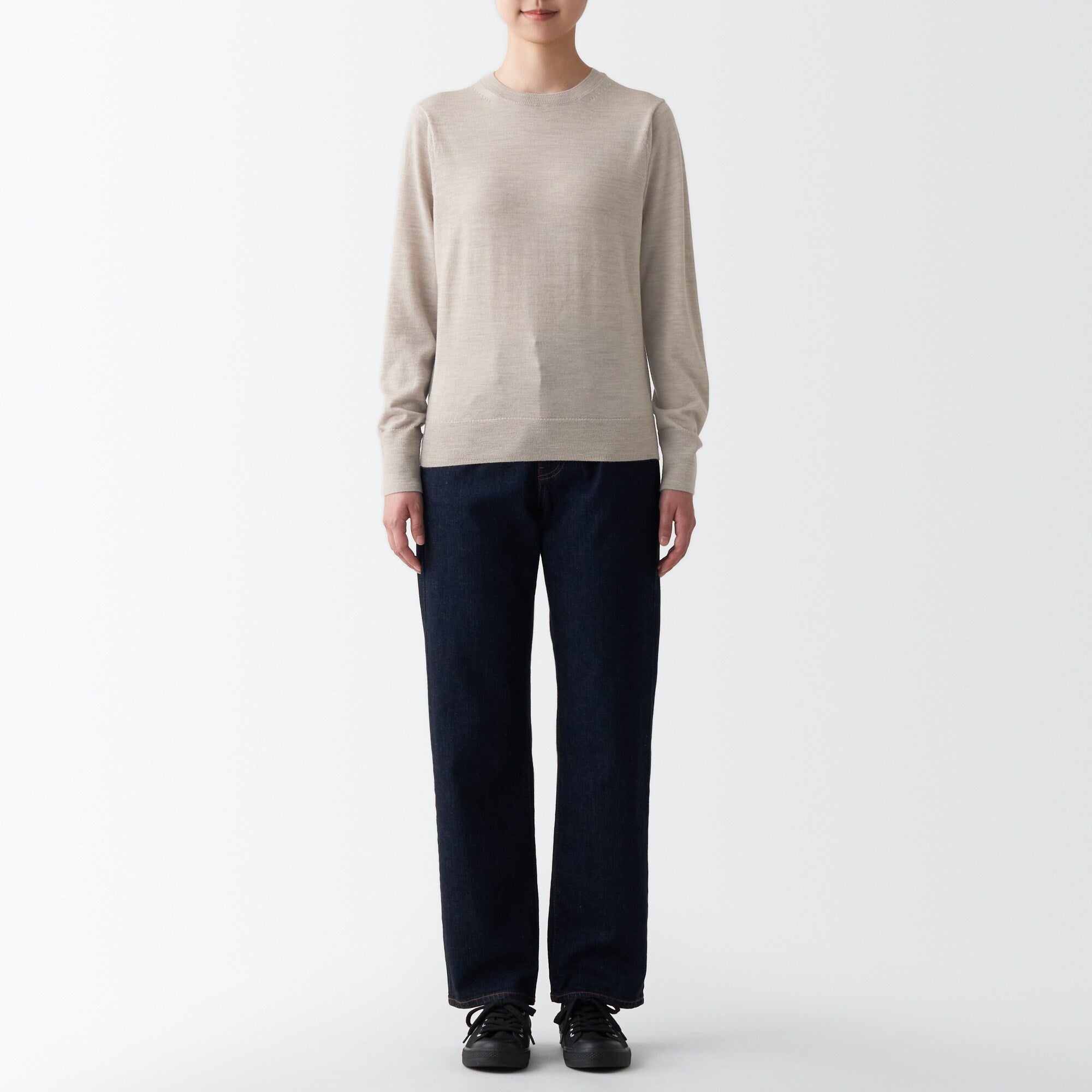 Women's Washable High Gauge Wool Crew Neck Sweater