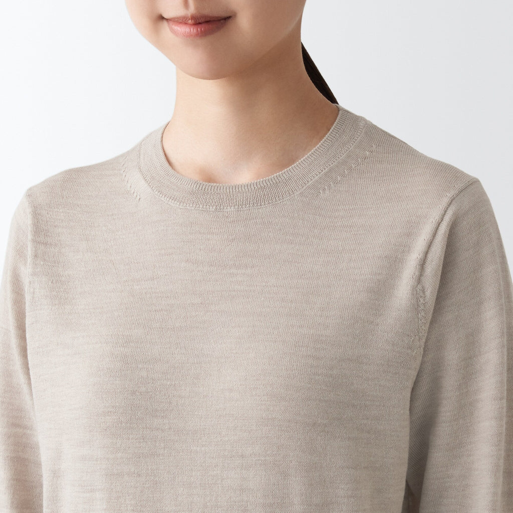 Women's Washable High Gauge Wool Crew Neck Sweater