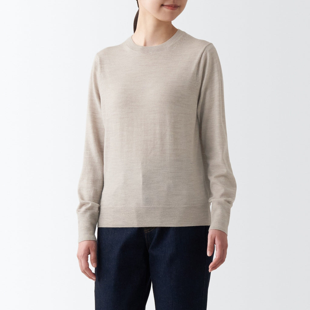 Women's Washable High Gauge Wool Crew Neck Sweater