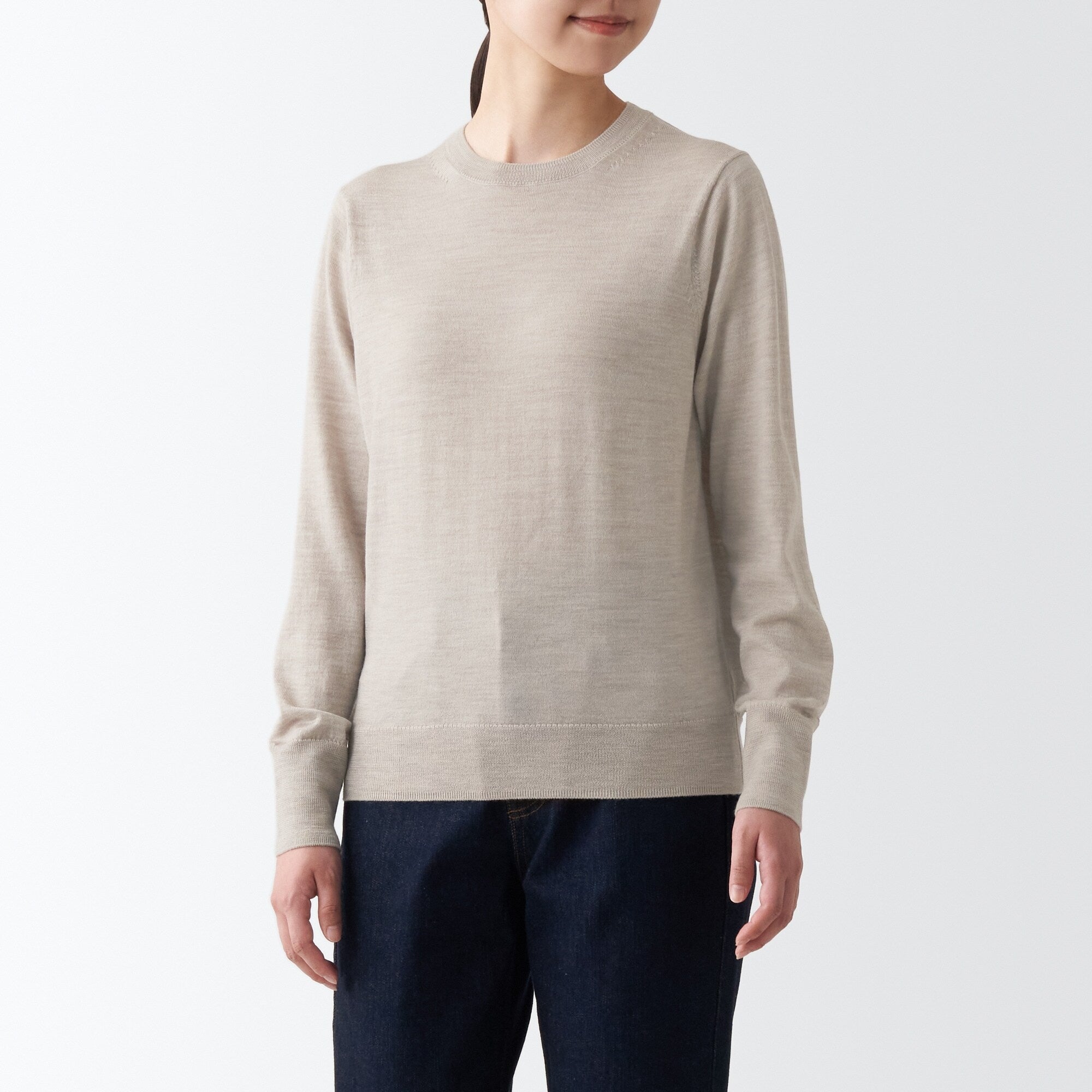 Women's Washable High Gauge Wool Crew Neck Sweater