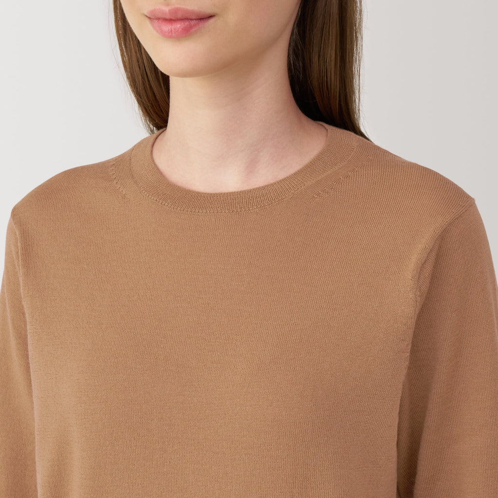Women's Washable High Gauge Wool Crew Neck Sweater