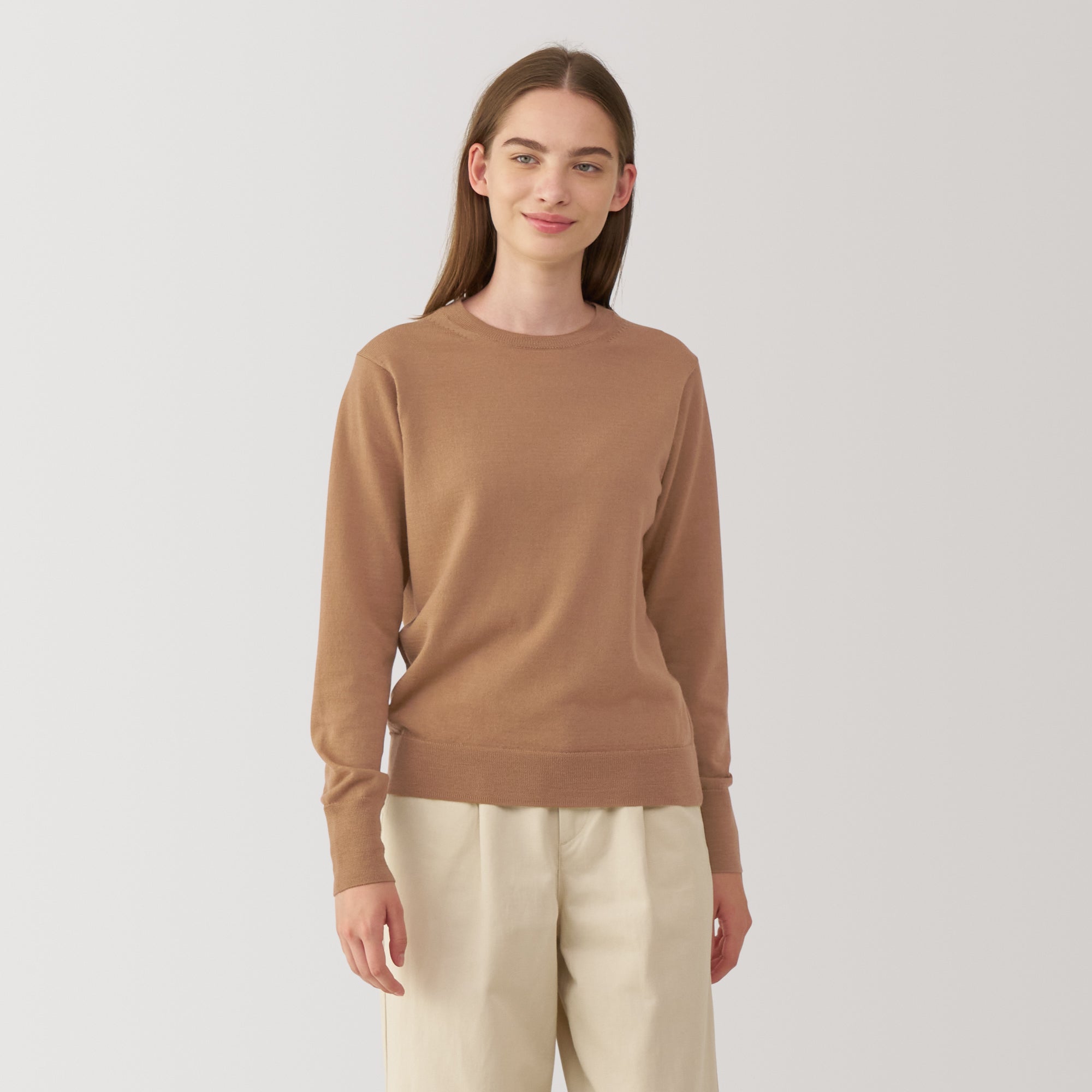 Women's Washable High Gauge Wool Crew Neck Sweater