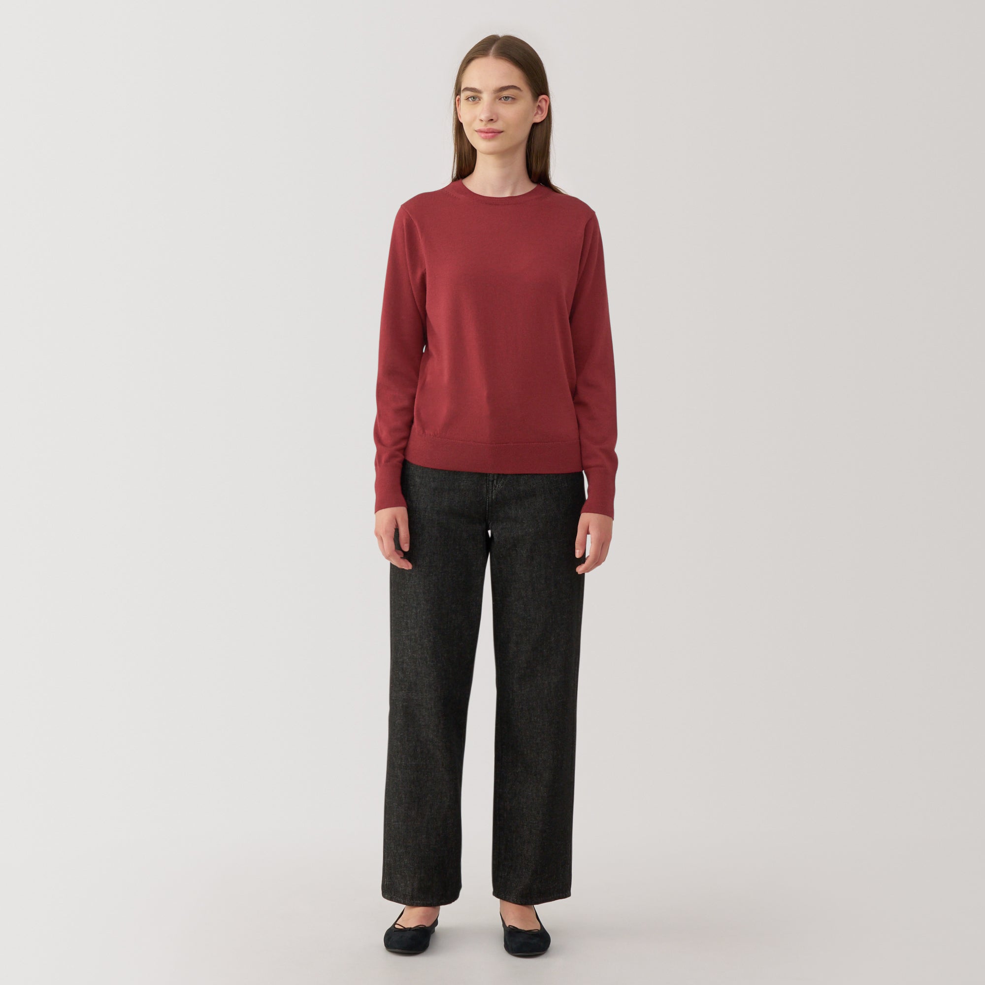 Women's Washable High Gauge Wool Crew Neck Sweater