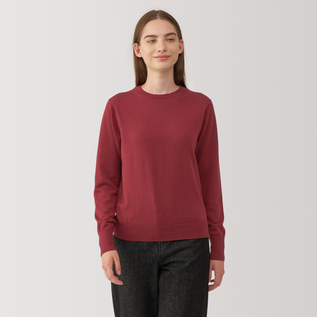 Women's Washable High Gauge Wool Crew Neck Sweater